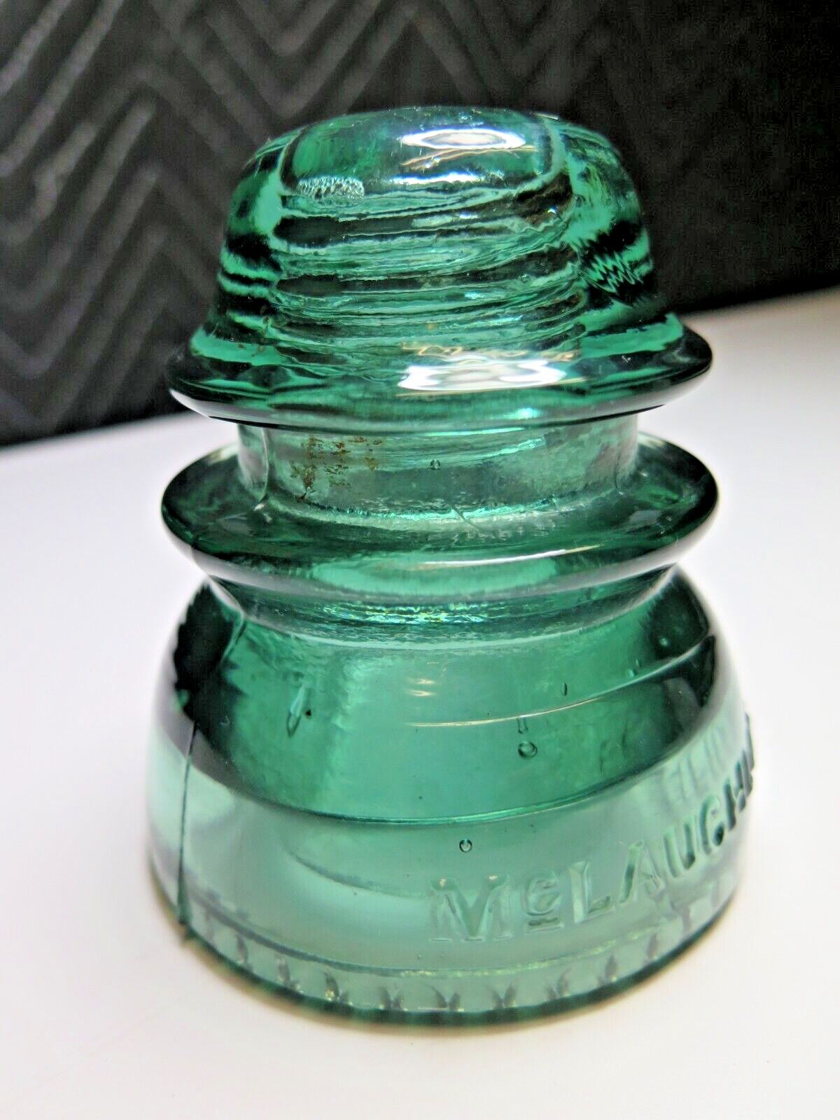 Vintage McLaughlin No 42 Glass Insulator Lime Green Tall Dome