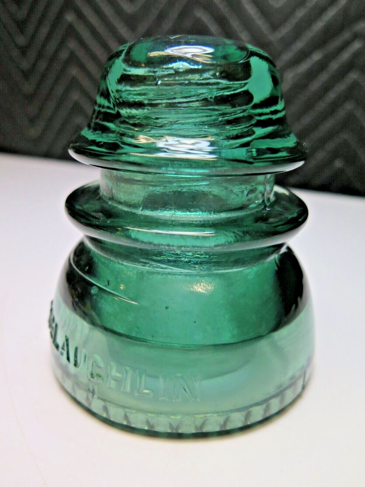 Vintage McLaughlin No 42 Glass Insulator Lime Green Tall Dome