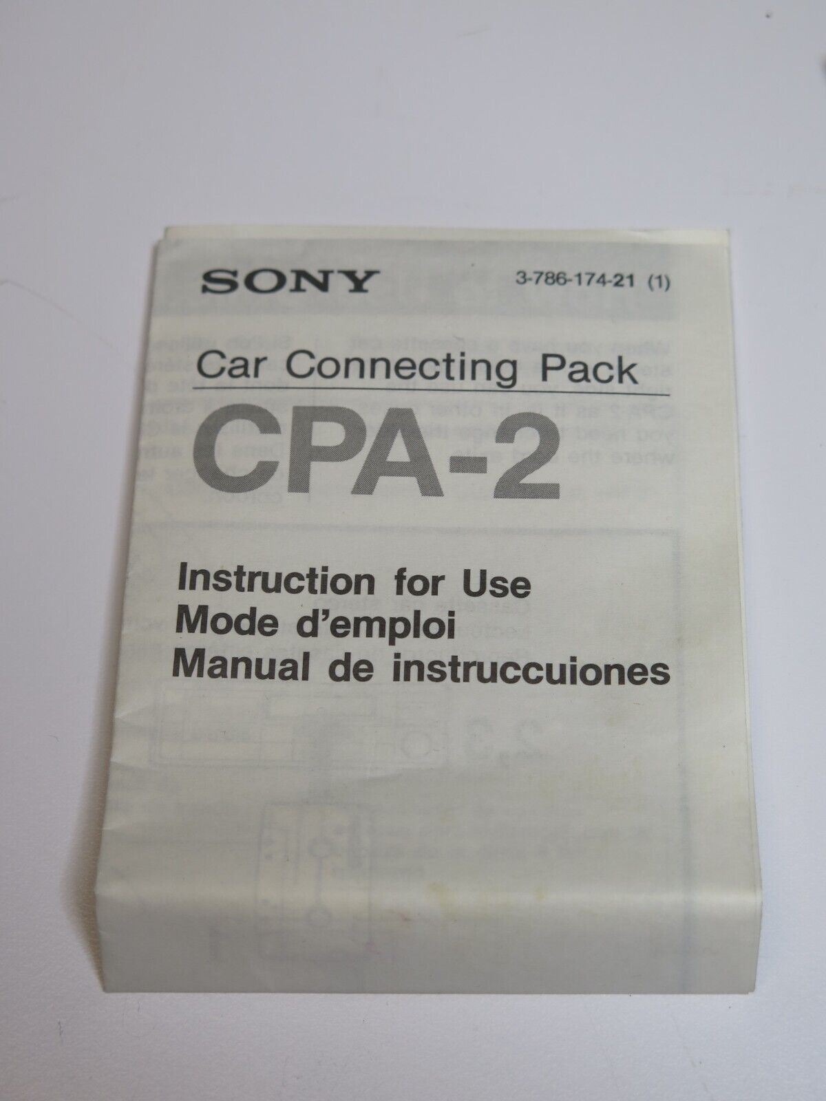 Sony CPA-2 Car Connecting Pack Cassette Tape Adapter ** BOX/INSTRUCTIONS ONLY **