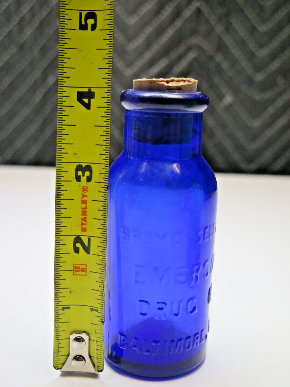 Cobalt BROMO SELTZER Emerson Bottle, Medium 4 inch, Blue Vintage Glass Medicinal