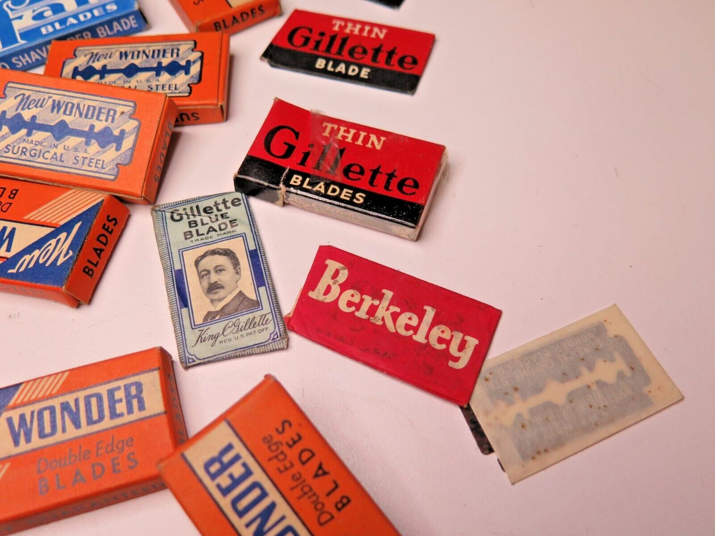 Vtg LOT 25+ boxes Double Edge RAZOR BLADES Gillette New Wonder Blue Eaglet Fan