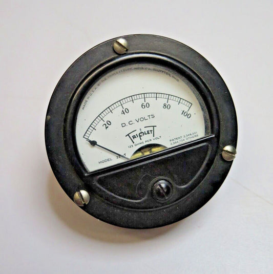 VINTAGE STEAMPUNK PANEL METER - TRIPLETT 0-100 DC VOLTS