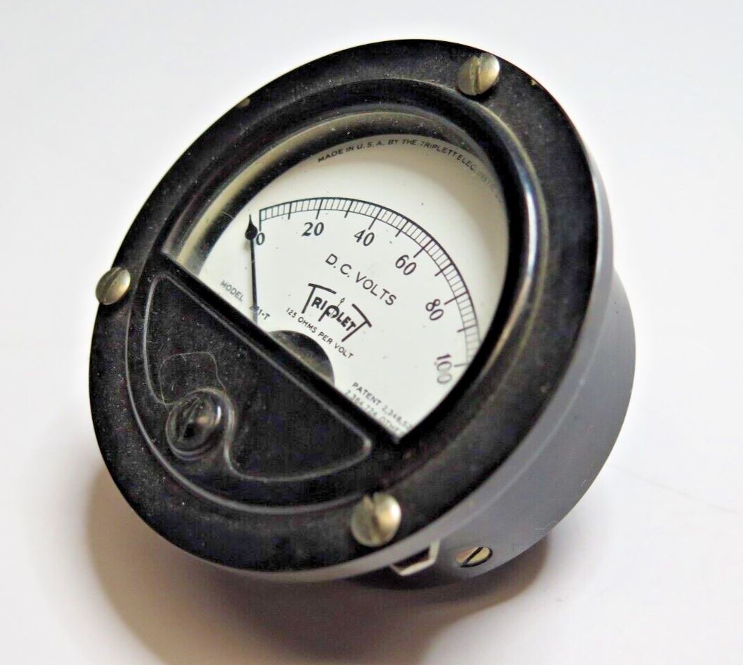 VINTAGE STEAMPUNK PANEL METER TRIPLETT 0100 DC VOLTS ineedths