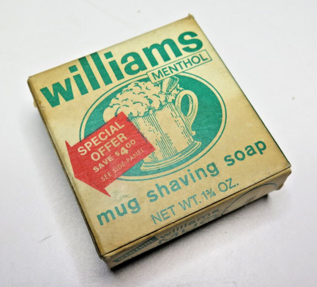 Vintage Williams Mug Shaving Soap Menthol 1 3/4 Oz NOS Old School Barber Groom