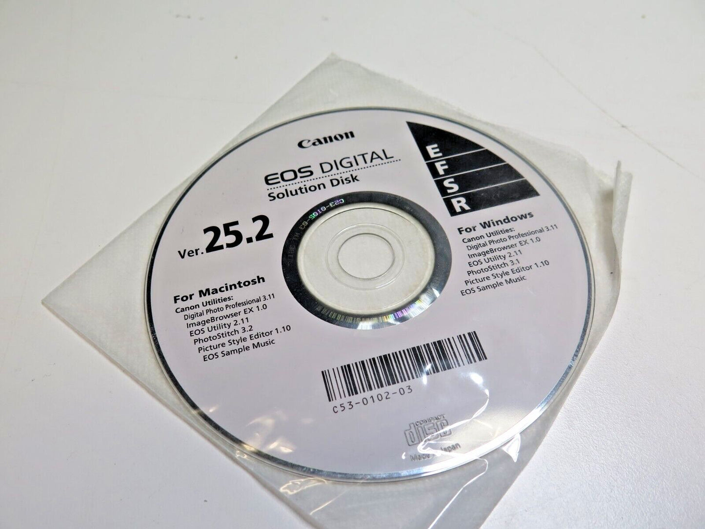 Canon EOS Digital Solution Disk 25.2 CD For Windows and for Macintosh