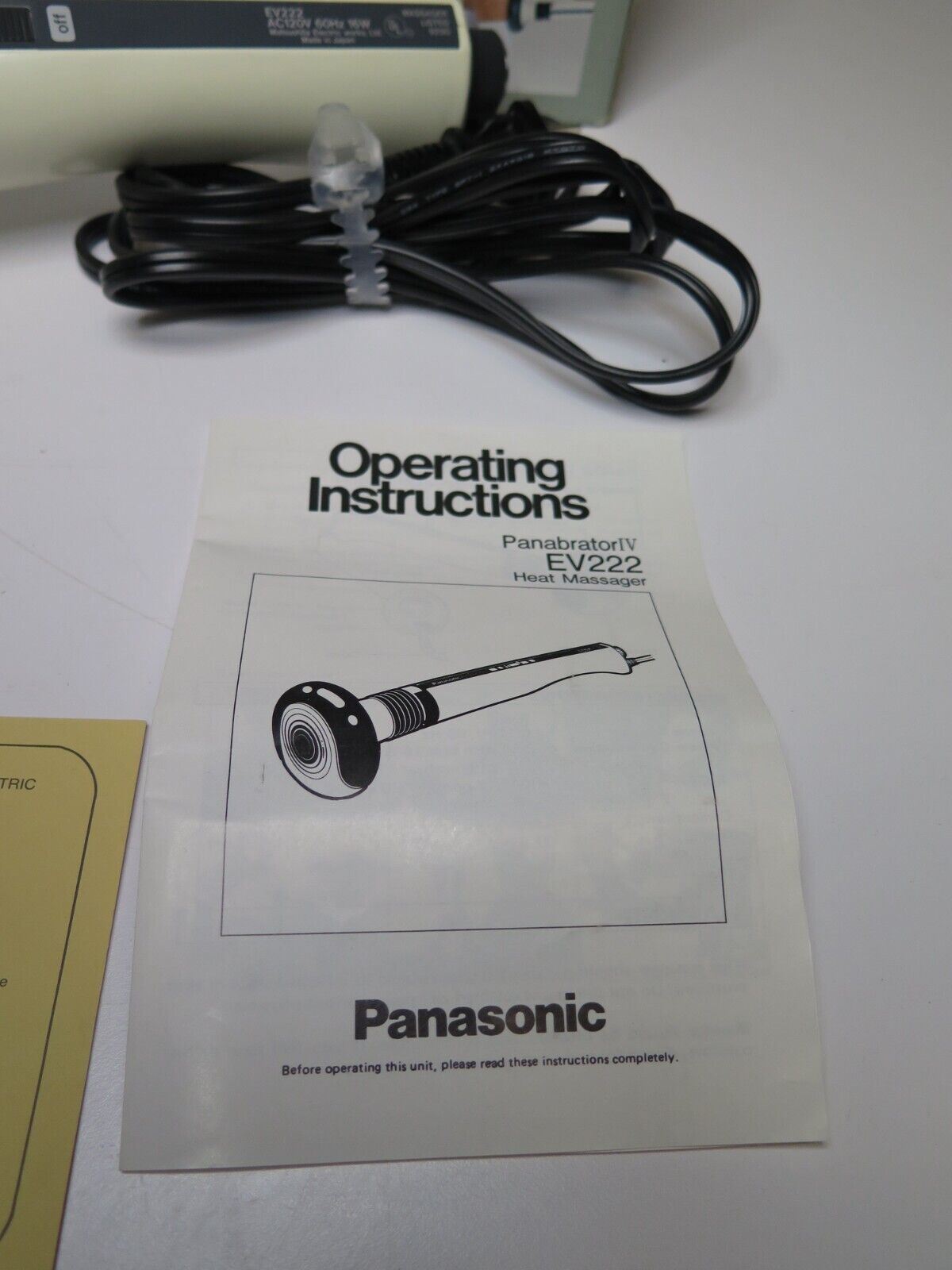 Panasonic Panabrator IV EV 222 Electric Variable Speed Vibrating Heat Massager