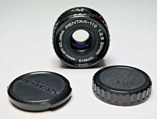 Asahi Opt Co PENTAX 110 24mm f2.8 Lens for PENTAX AUTO 110 JAPAN 1:2:8 w/ Caps