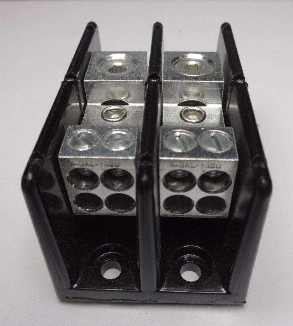 BUSS 16220-2, 175A, 600V, 2P (1)2/0 X (4) #4 Power Distribution Block - NEW