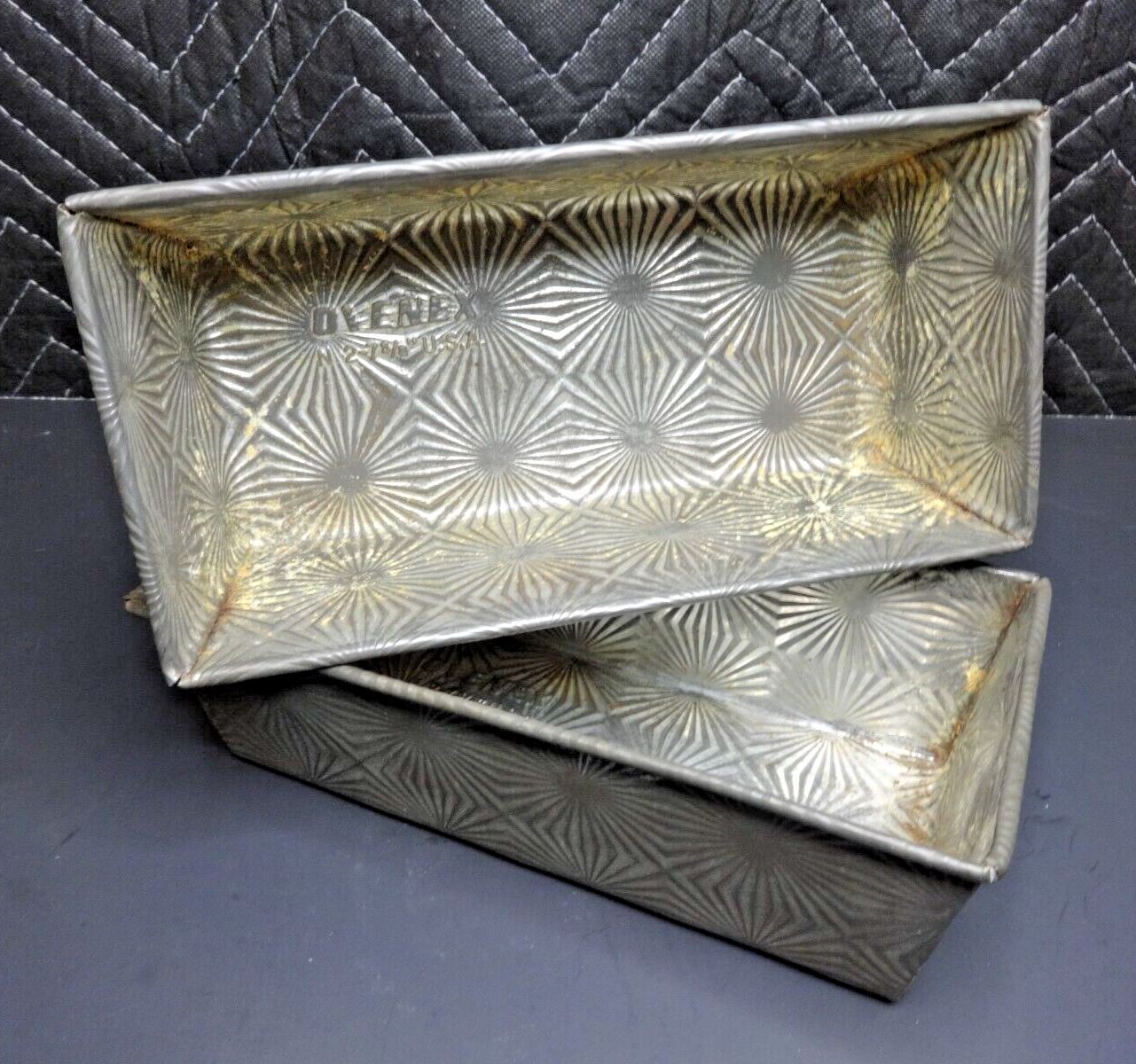 Pair Of 2 Ovenex Starburst Bakeware Metal Tin Baking Loaf Pans N2- 7 5/8 USA