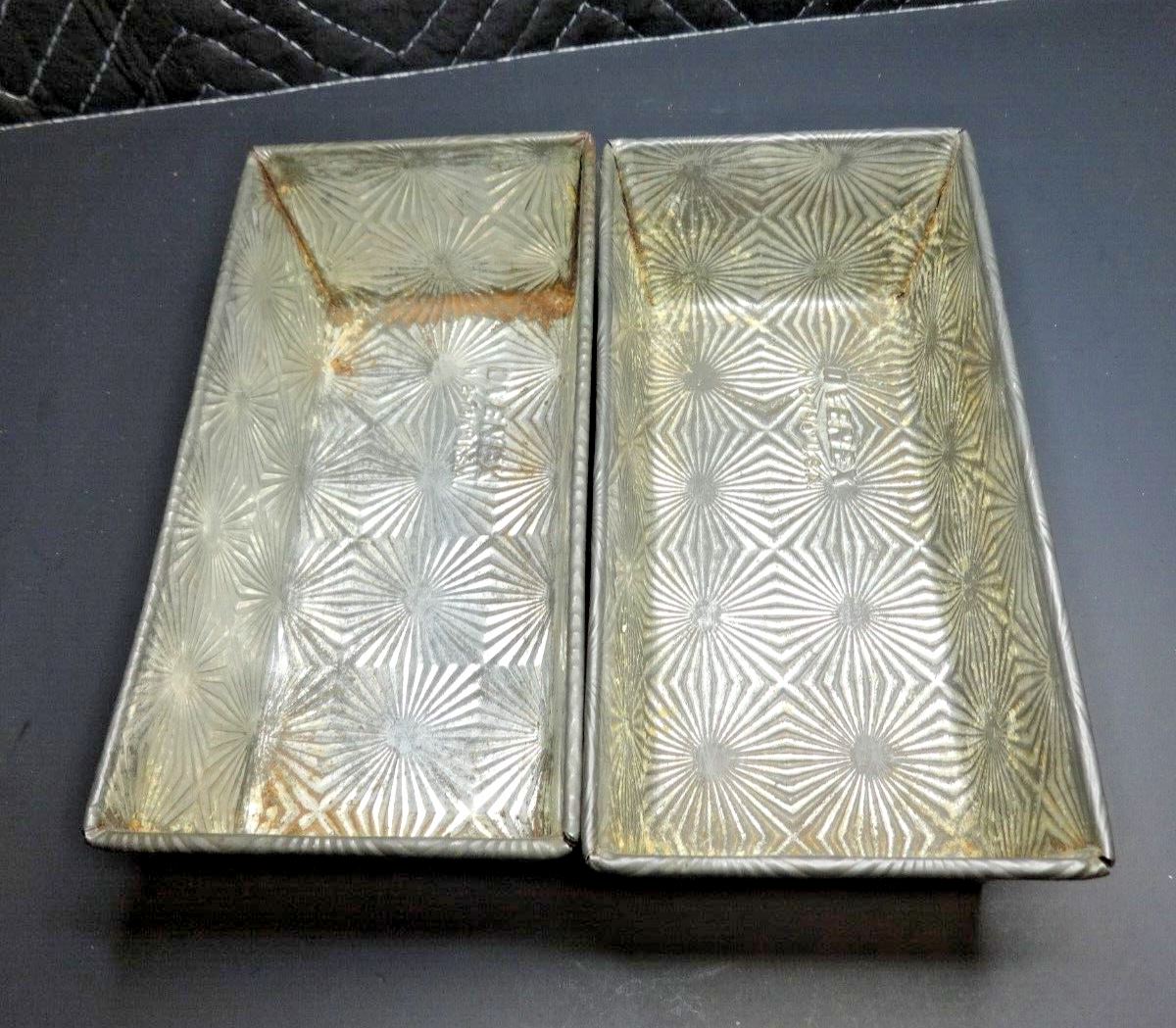 Pair Of 2 Ovenex Starburst Bakeware Metal Tin Baking Loaf Pans N2- 7 5/8 USA