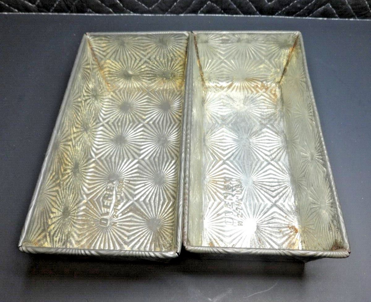 Pair Of 2 Ovenex Starburst Bakeware Metal Tin Baking Loaf Pans N2- 7 5/8 USA