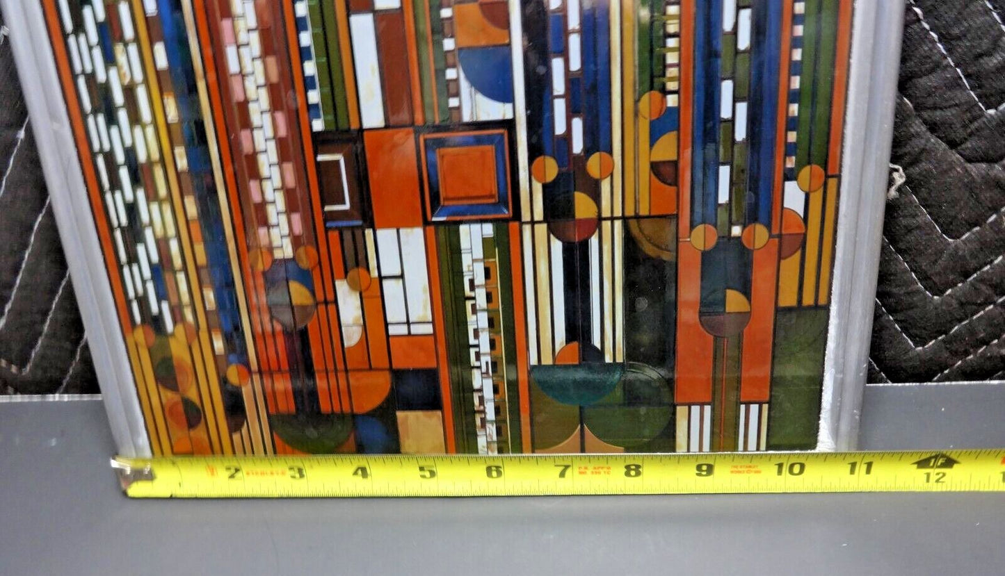 Frank Lloyd Wright Saguaro Forms & Cactus Flowers Stained Glass Suncatcher Panel