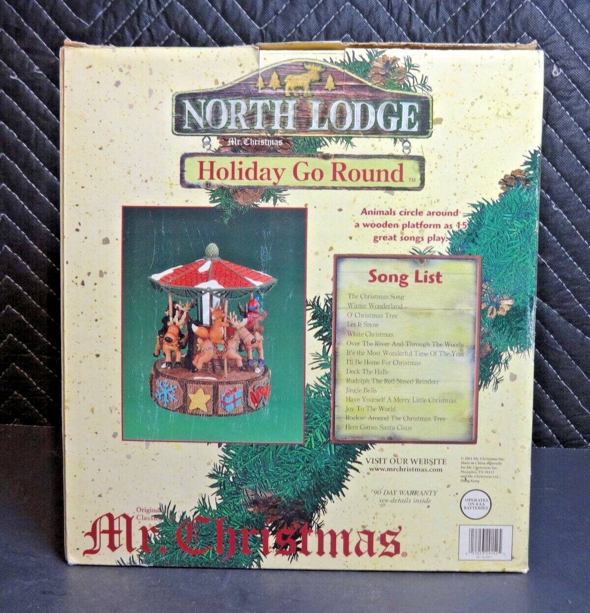 2001 Mr Christmas North Lodge "Holiday Go Round" W/ Animals on Reindeer 15 Song