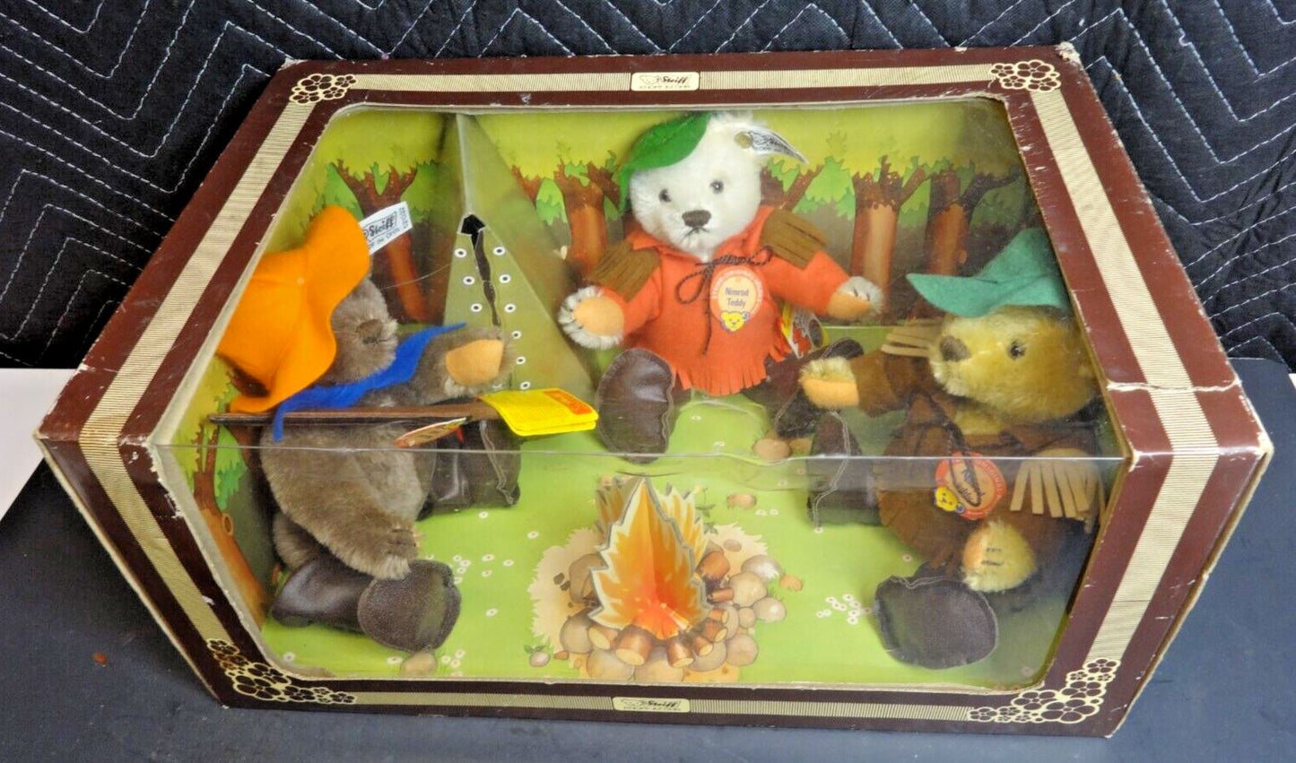 STEIFF NIMROD TEDDY BEAR SET USA Limited Edition 1983 Campfire