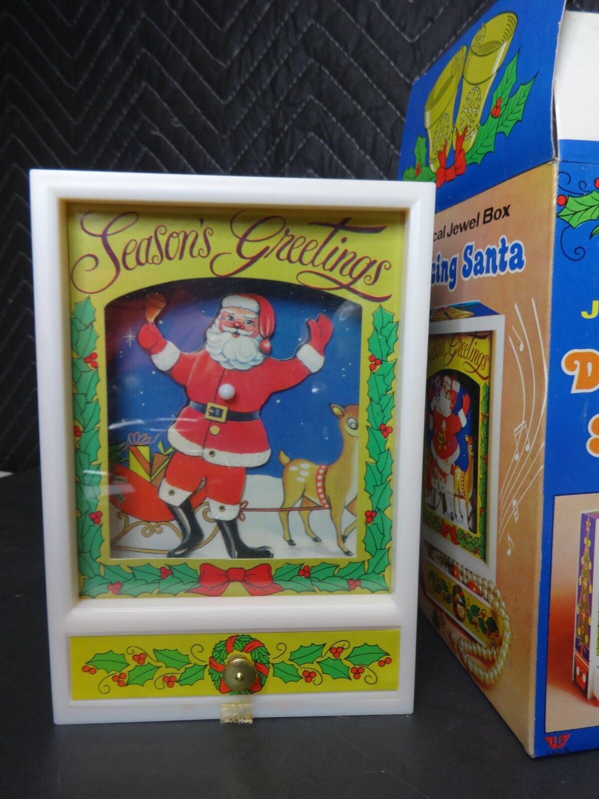 Vintage Dancing Santa Musical Jewel Box With Draw - NOS in working condition.