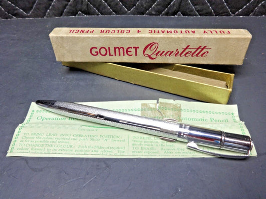 NOS Vintage Golmet Quartette Mechanical 4 Color Pencil w/ box & instructions