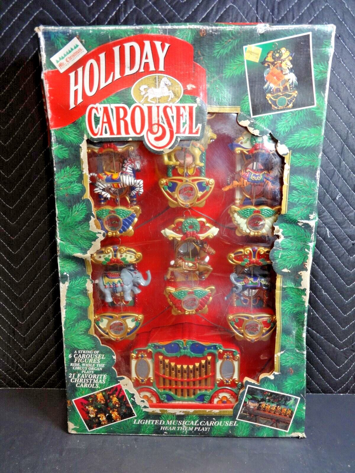 Vtg Mr Christmas Holiday Carousel Calliope 6 Horse 21 Carols Musical Lights 1992