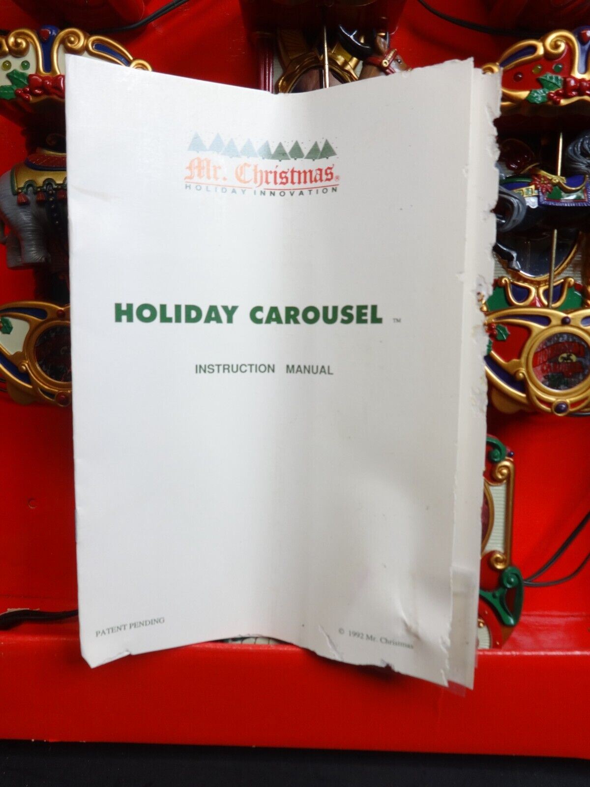 Vtg Mr Christmas Holiday Carousel Calliope 6 Horse 21 Carols Musical Lights 1992