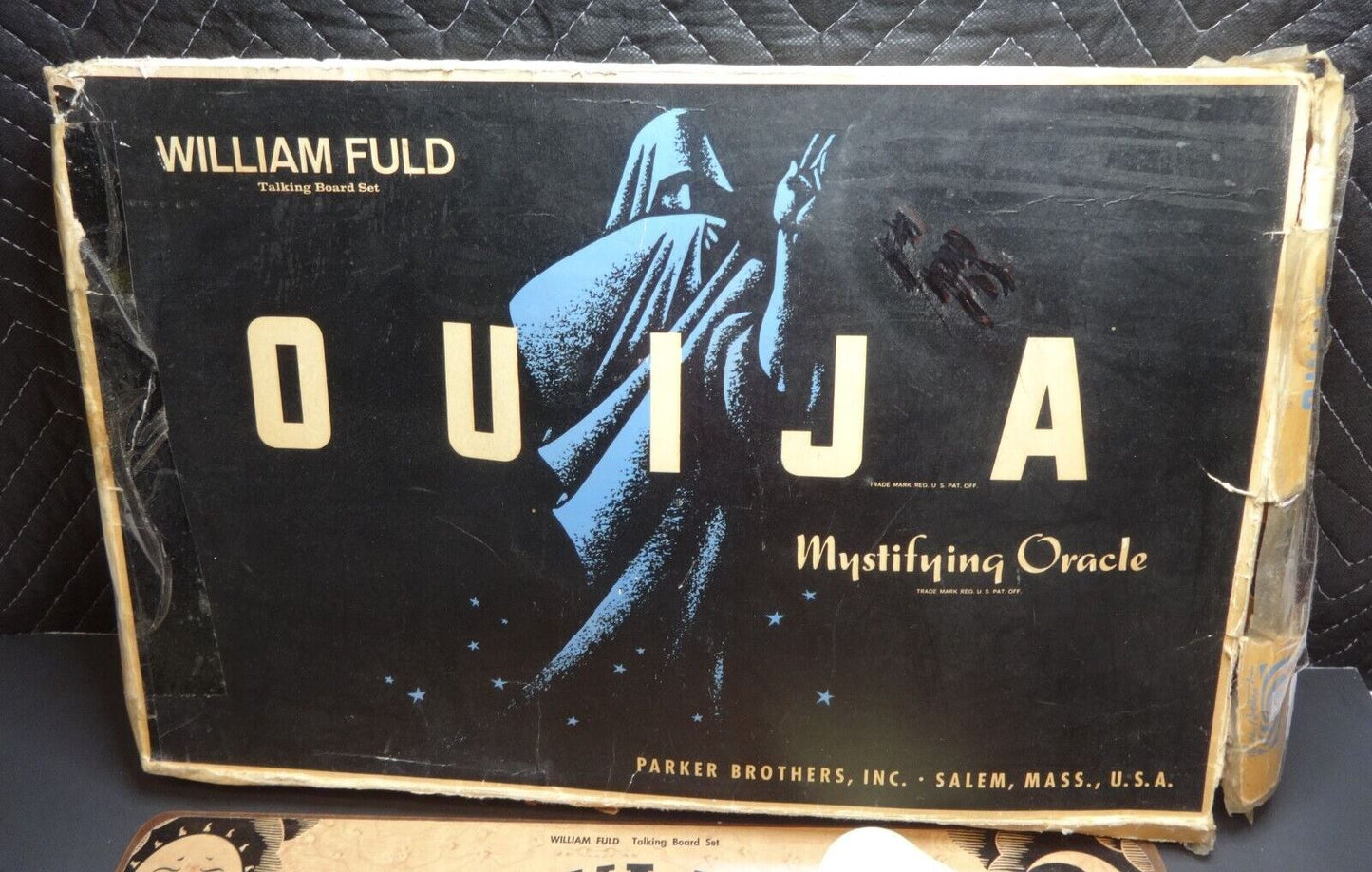 Vintage Ouija William Fuld Wood Board Game w/Planchette and Box