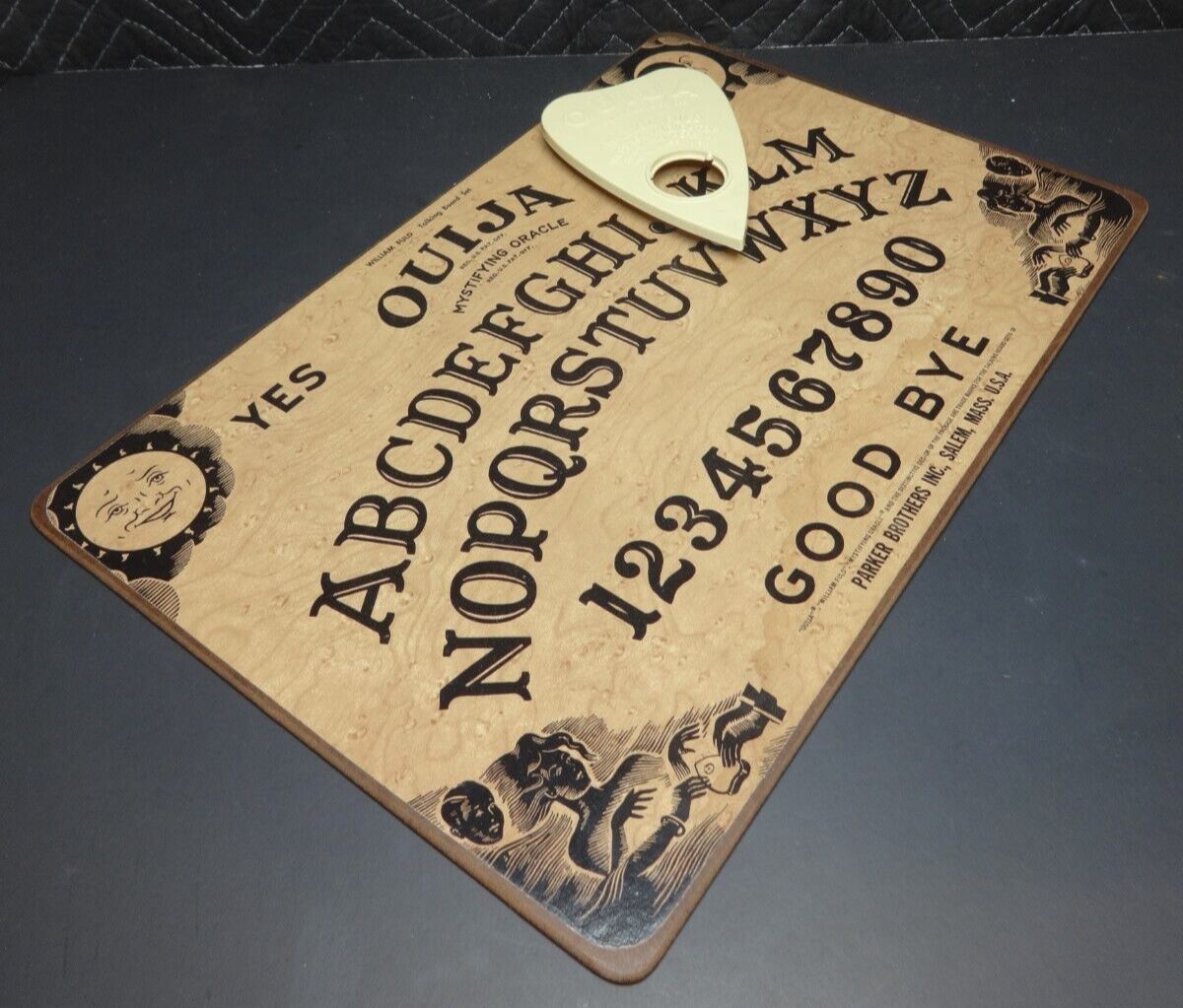 Vintage Ouija William Fuld Wood Board Game w/Planchette and Box