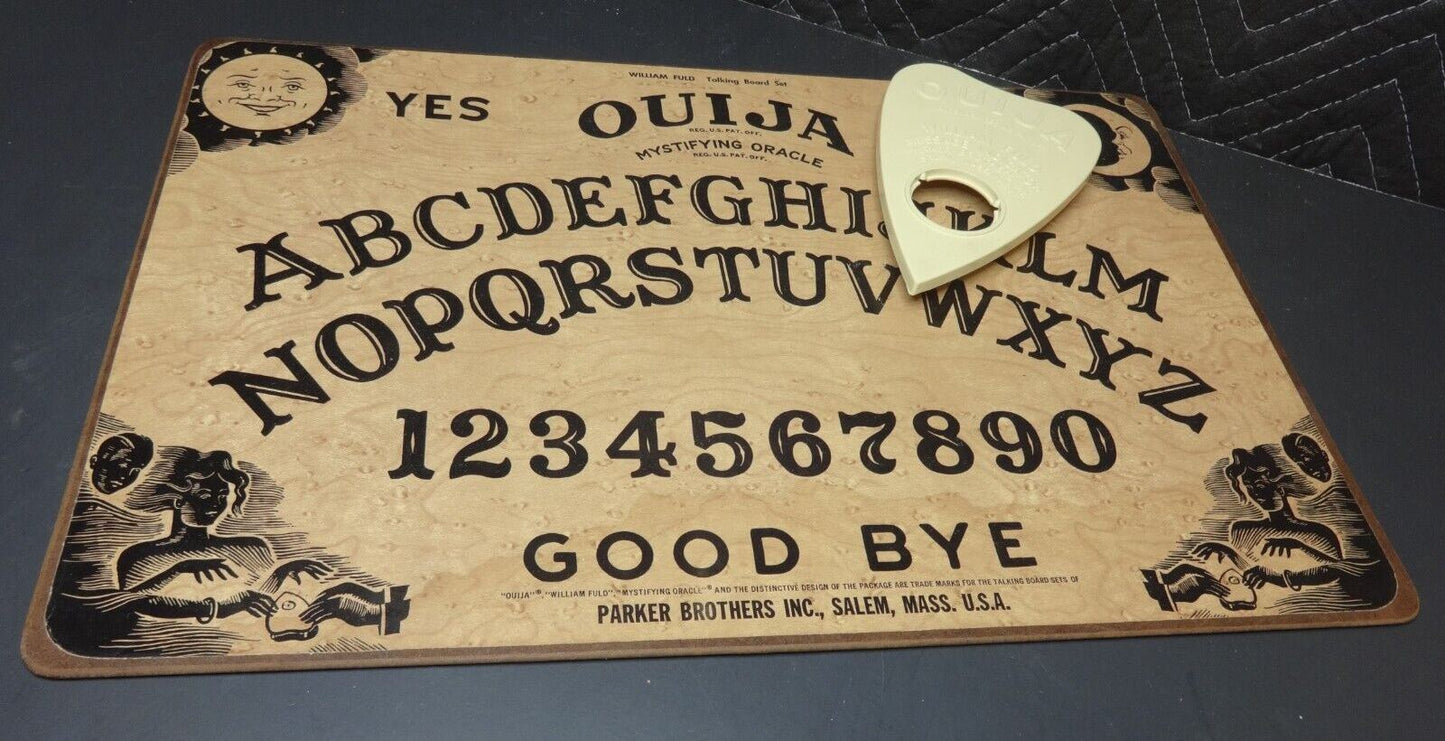 Vintage Ouija William Fuld Wood Board Game w/Planchette and Box