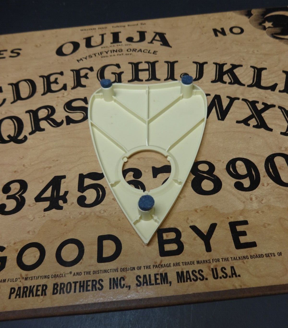 Vintage Ouija William Fuld Wood Board Game w/Planchette and Box