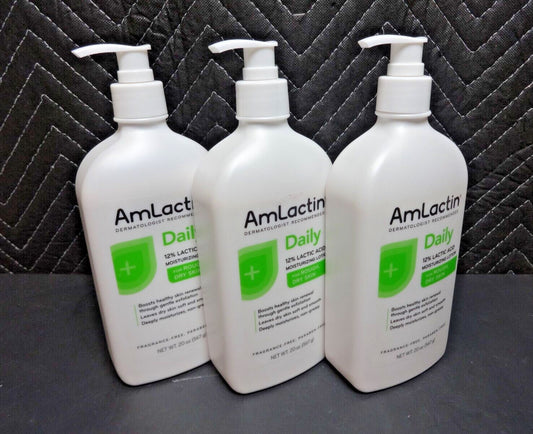 3 pack of AmLactin Moisturizing Body Lotion 12% Lactic Acid, 20 Oz Pump Bottle