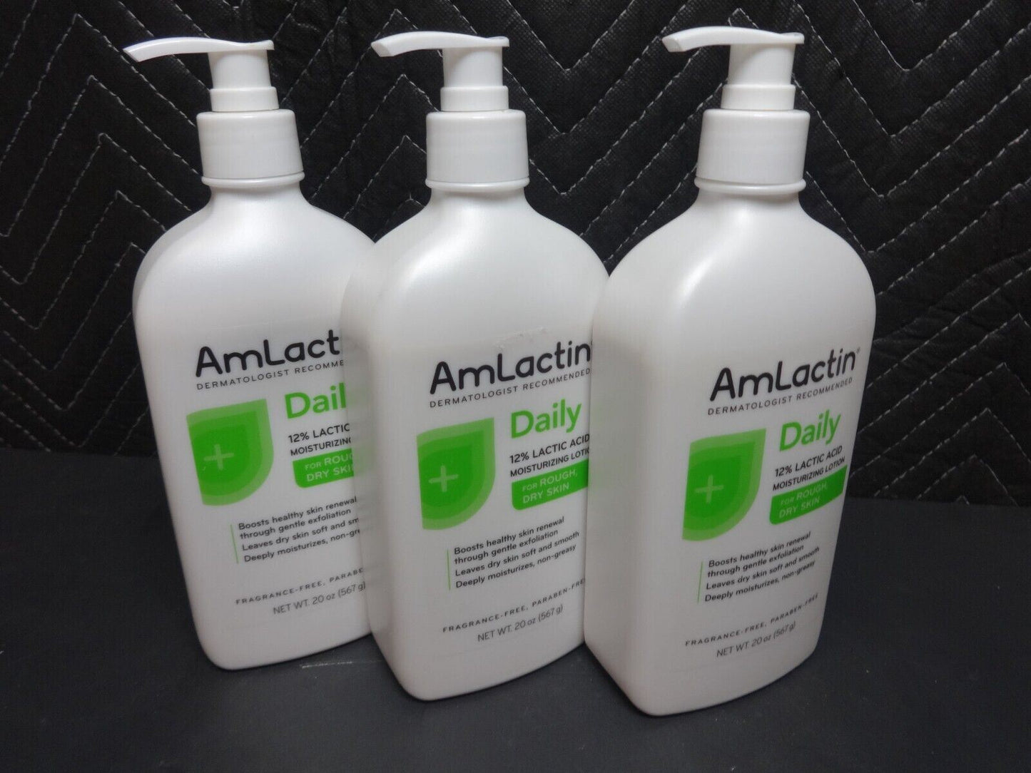 3 pack of AmLactin Moisturizing Body Lotion 12% Lactic Acid, 20 Oz Pump Bottle