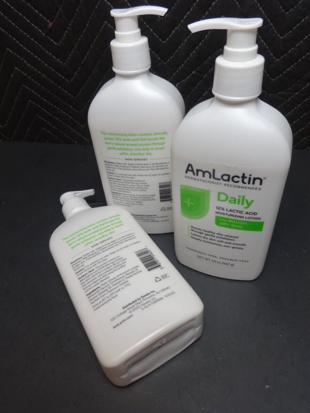 3 pack of AmLactin Moisturizing Body Lotion 12% Lactic Acid, 20 Oz Pump Bottle