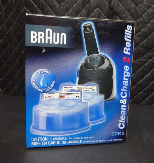 Braun Clean & Charge Cartridge Refills 2Pack Genuine Shaver Cleaner CCR2 NIB