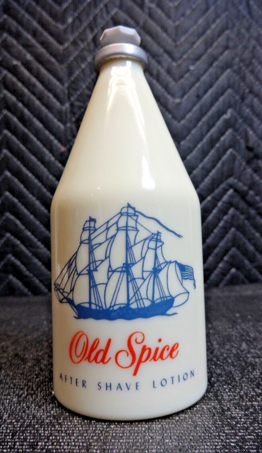 VTG OLD SPICE After Shave Lotion 4 3/4 oz, Milk Glass FULL BOTTLE, New No Box