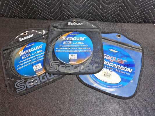 LOT OF 3 Seaguar Blue Label Big Game Fluorocarbon Leader - 200# & 130#