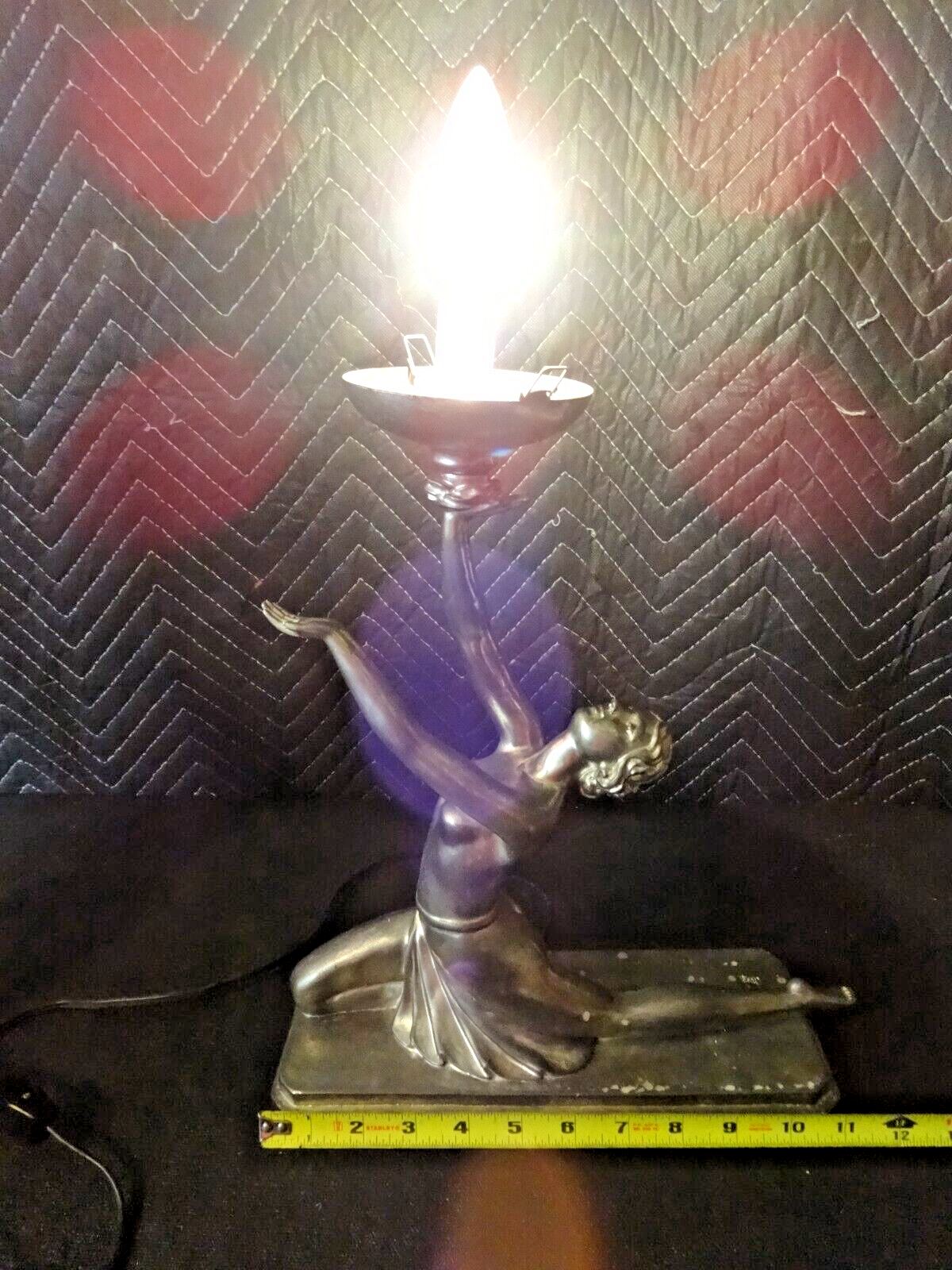 Beautiful Art Deco Style Resin Desk Table Lamp by Crosa 1998