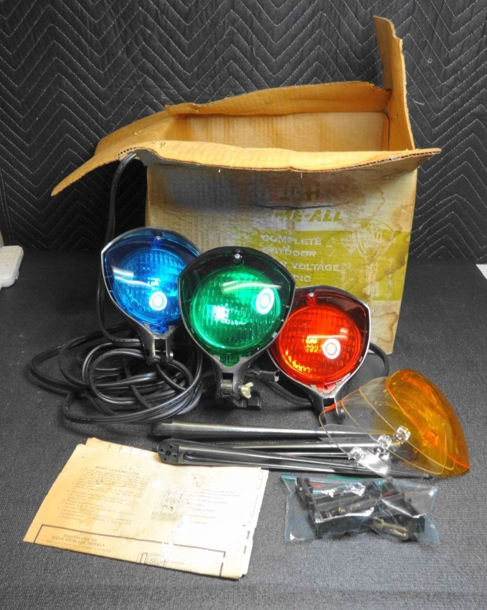 Time-All Malibu Landscape Yard Outdoor Lights 1960s Mid Century in Box - RARE