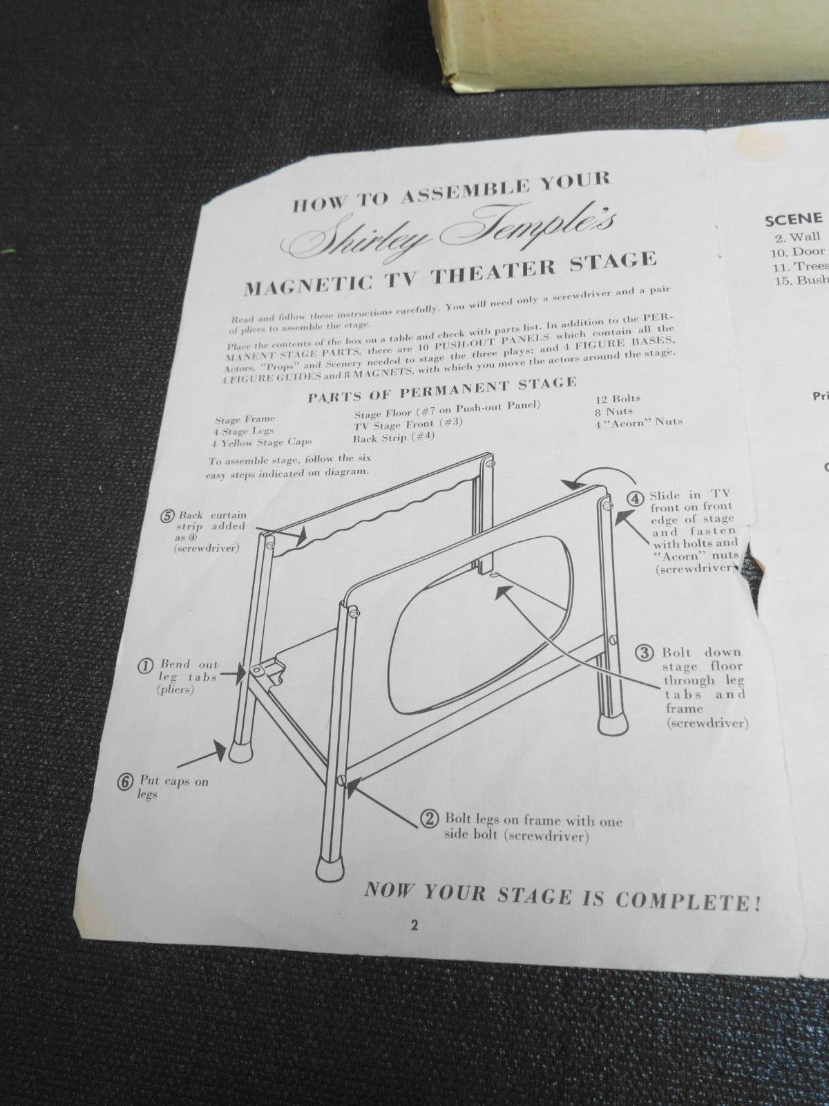 1958 SHIRLEY TEMPLE MAGNETIC TV THEATER - Vintage Playset