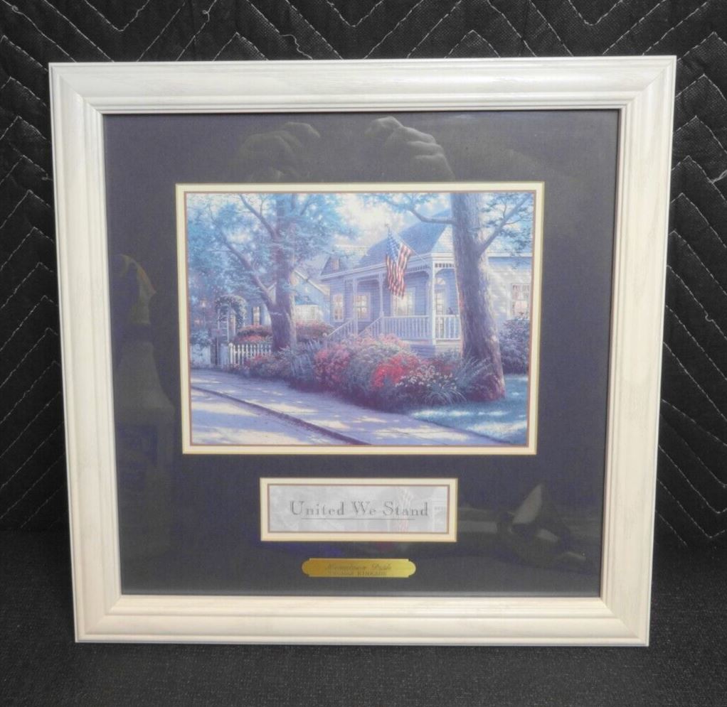 United We Stand Thomas Kinkade Hometown Pride - 15 x 15 Framed with COA