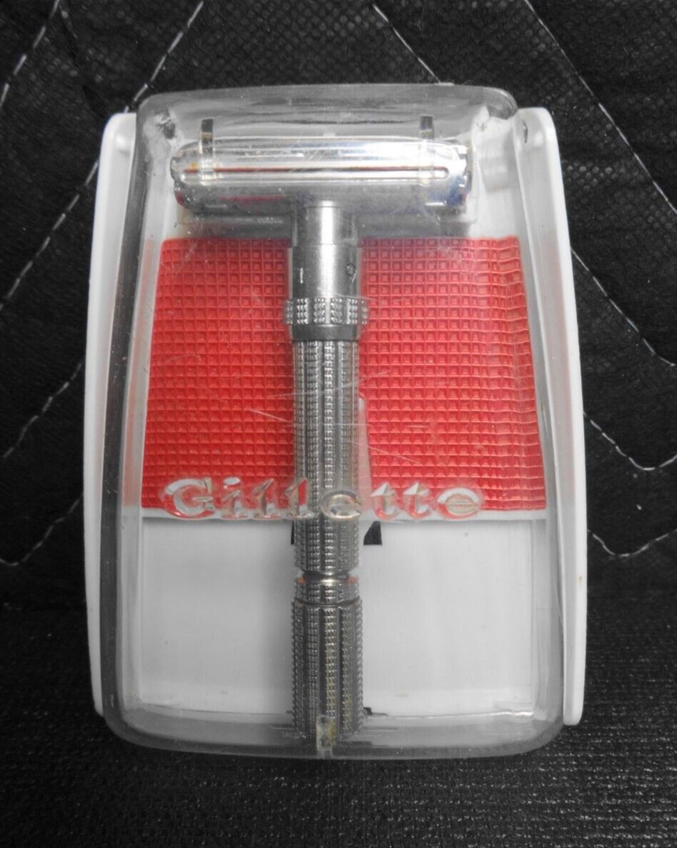 Vintage Gillette Slim Adjustable J4. 1964 Safety Razor with Original Case