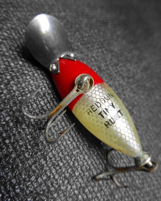 Vintage Heddon Midget River Runt Fishing Lure - Red w/ Shiner Scale