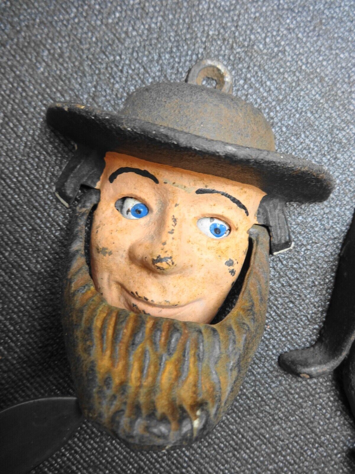 Vintage Wilton Cast Iron Amish Man Woman Door Knocker Eyes Open Close - Knockers