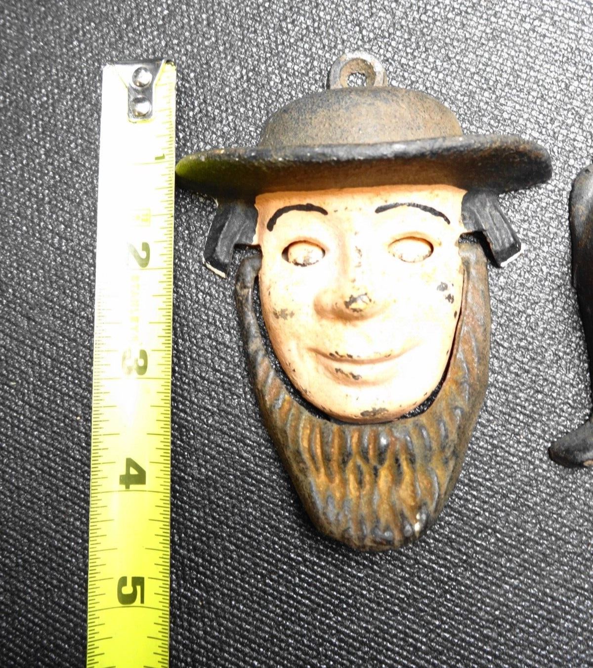 Vintage Wilton Cast Iron Amish Man Woman Door Knocker Eyes Open Close - Knockers