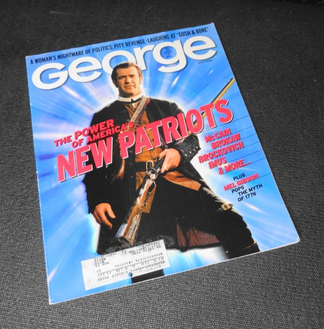 George Magazine July 2000 issue - Mel Gibson on the cover