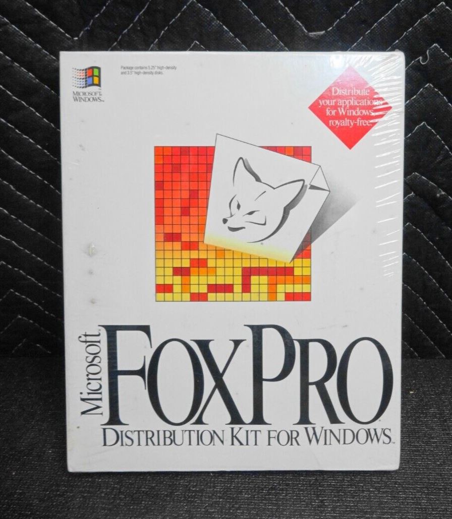 NOS Sealed Microsoft FoxPro Distribution Kit V 2.5 for Windows on 3.5" & 5.25"