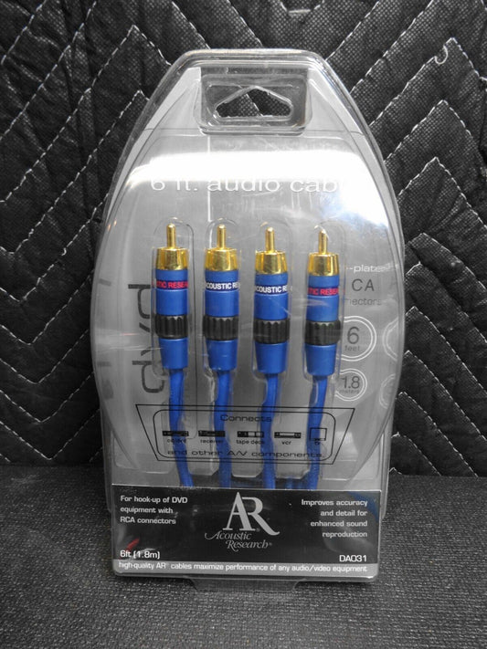 Vintage 2002 AR Acoustic Research Audio cables 6 ft DVD RCA DA031 Sealed New