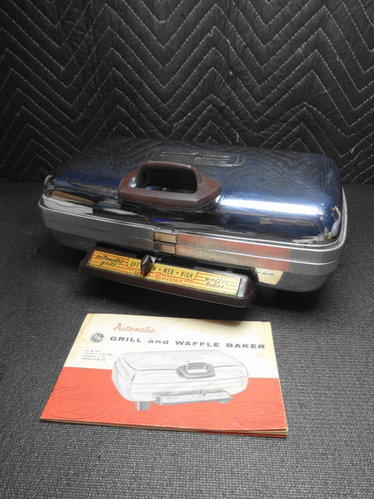 Vintage General Electric GE Automatic Grill Waffle Iron Baker 34G42 w/ Manual