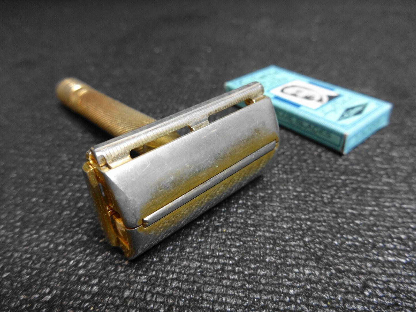 1947 Gillette Milord Gold TTO Double Edge Safety Razor w/ pack of Blades