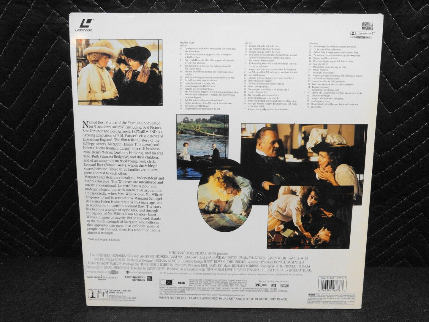 Howards End (Laserdisc, 1993) Anthony Hopkins Emma Thompson