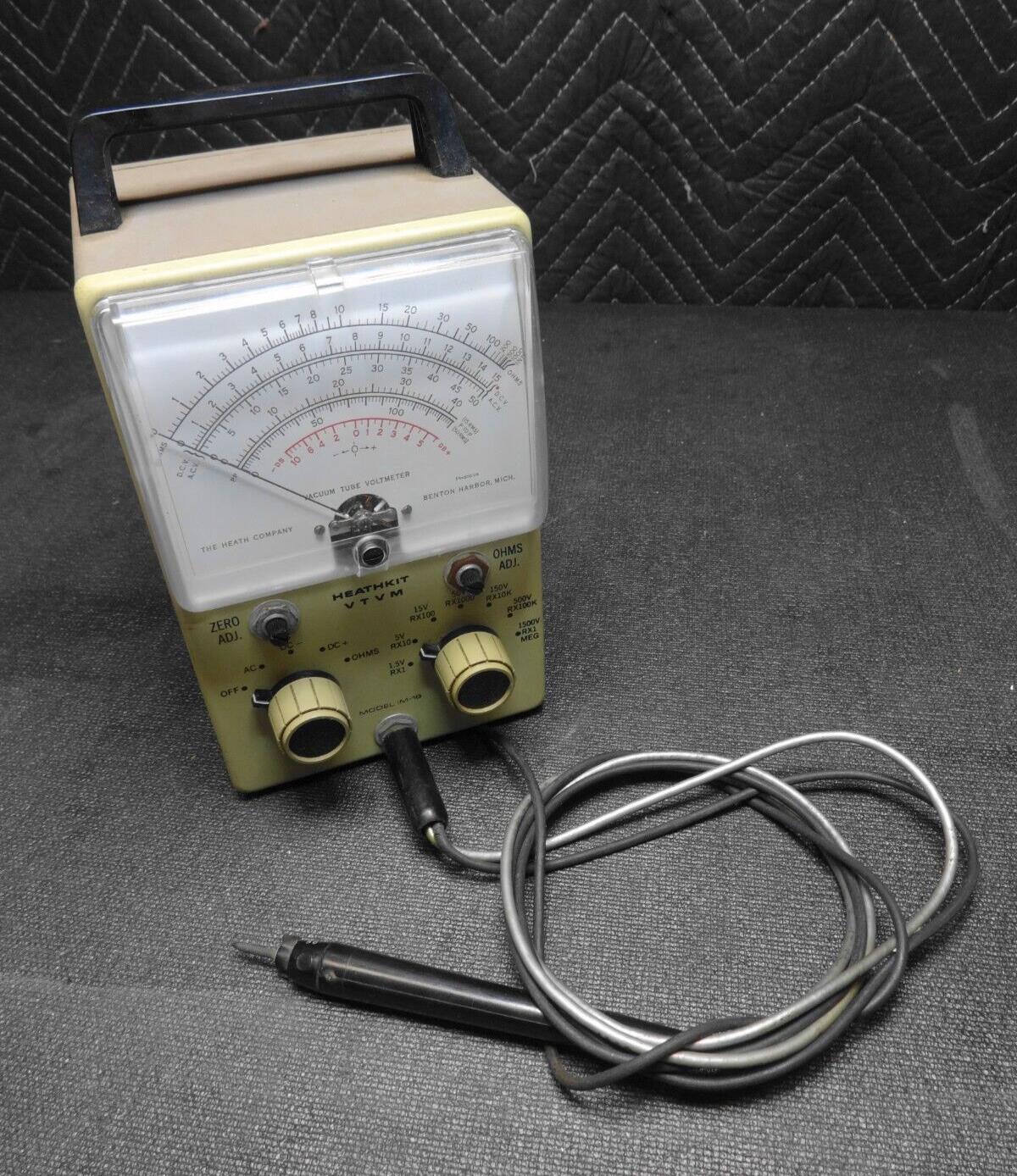 Vintage HEATHKIT IM-18 VTVM Vacuum Tube Voltmeter with Probe - Tested & Working