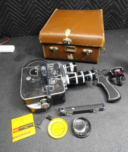 Vintage Paillard Bolex H16 Camera W 3 Lenses, Grip & Case