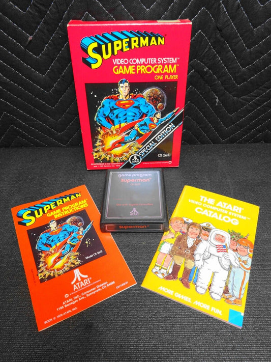 Superman (Atari 2600, 1979) CX2631 Special Edition  w/ Box, Manual & Catalog