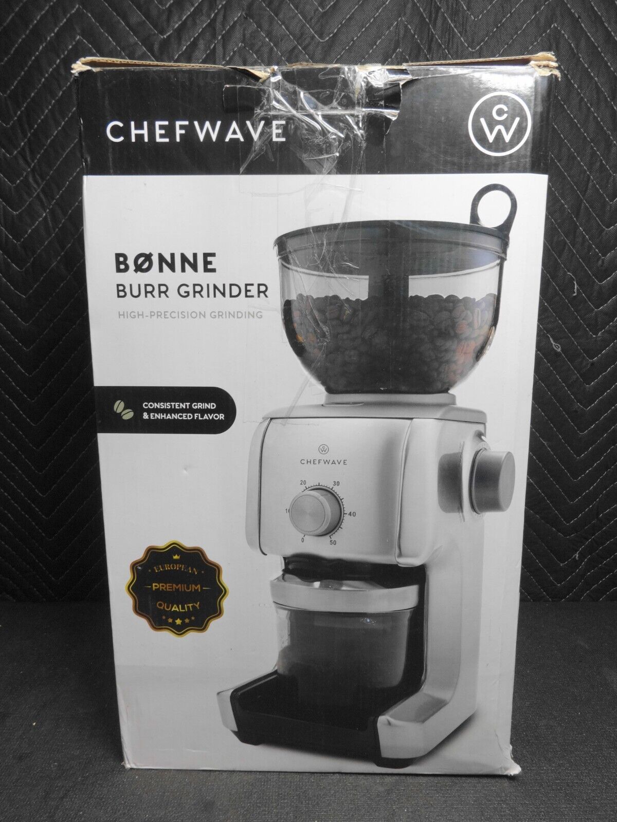 ChefWave Bonne Conical Burr Coffee Grinder w/ 16 Grind Settings, Stainless Steel